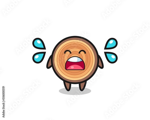 wood grain cartoon illustration with crying gesture