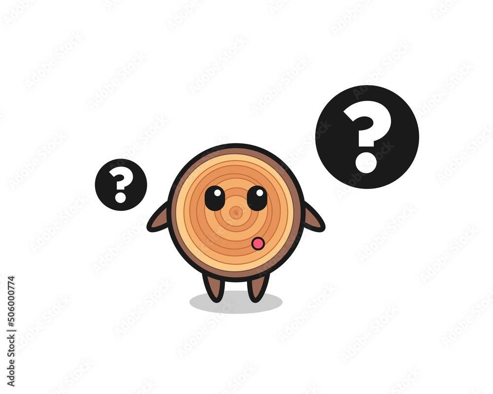 Obraz premium Cartoon Illustration of wood grain with the question mark