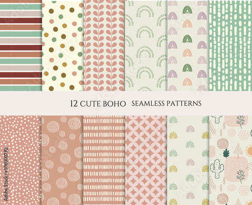 Set boho seamless pattern background.
pattern swatches included for illustrator user, 
pattern swatches included in file, for your convenient use.