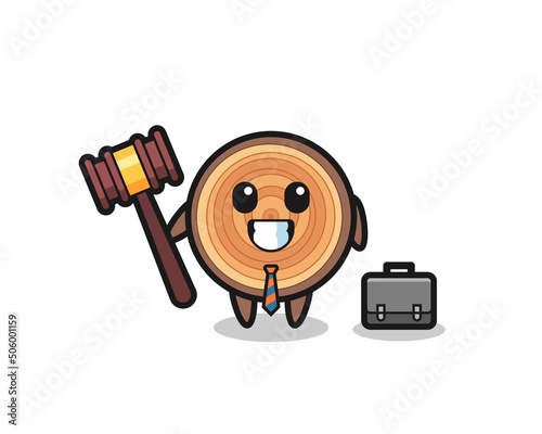 Illustration of wood grain mascot as a lawyer