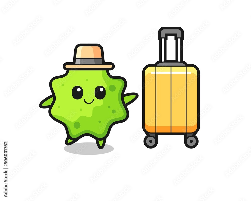 splat cartoon illustration with luggage on vacation splat cartoon illustration with luggage on vacation