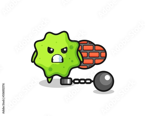 Character mascot of splat as a prisoner