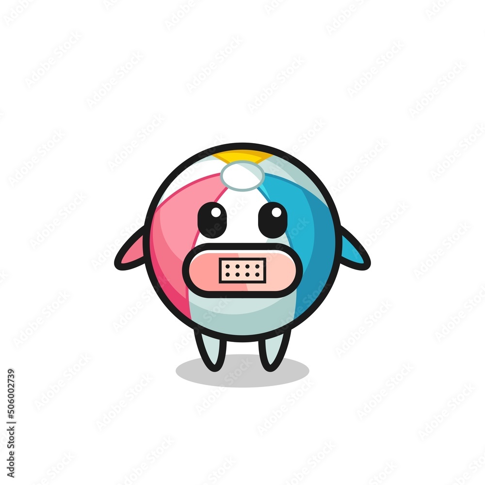 Cartoon Illustration of beach ball with tape on mouth Cartoon Illustration of beach ball with tape on mouth