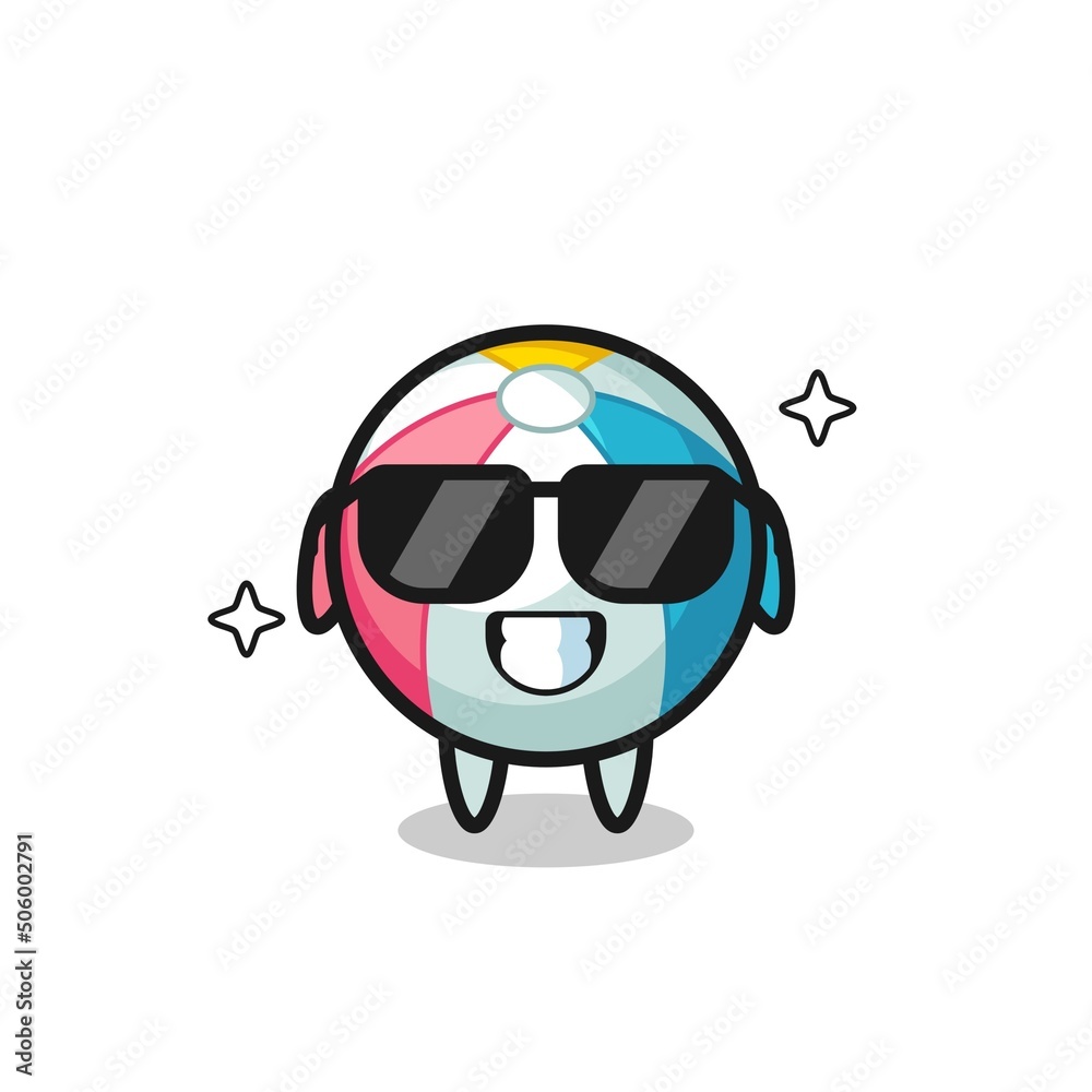 Cartoon mascot of beach ball with cool gesture Cartoon mascot of beach ball with cool gesture