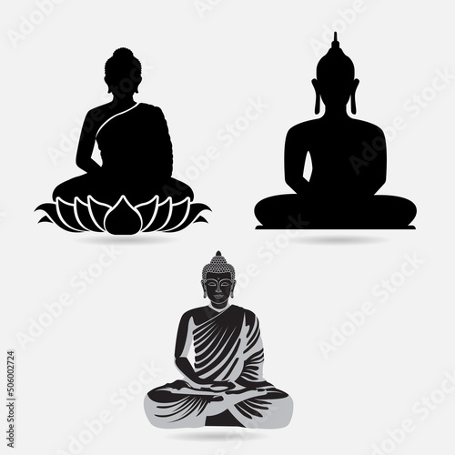 Foto Collection of lord buddha silhouette vector illustration