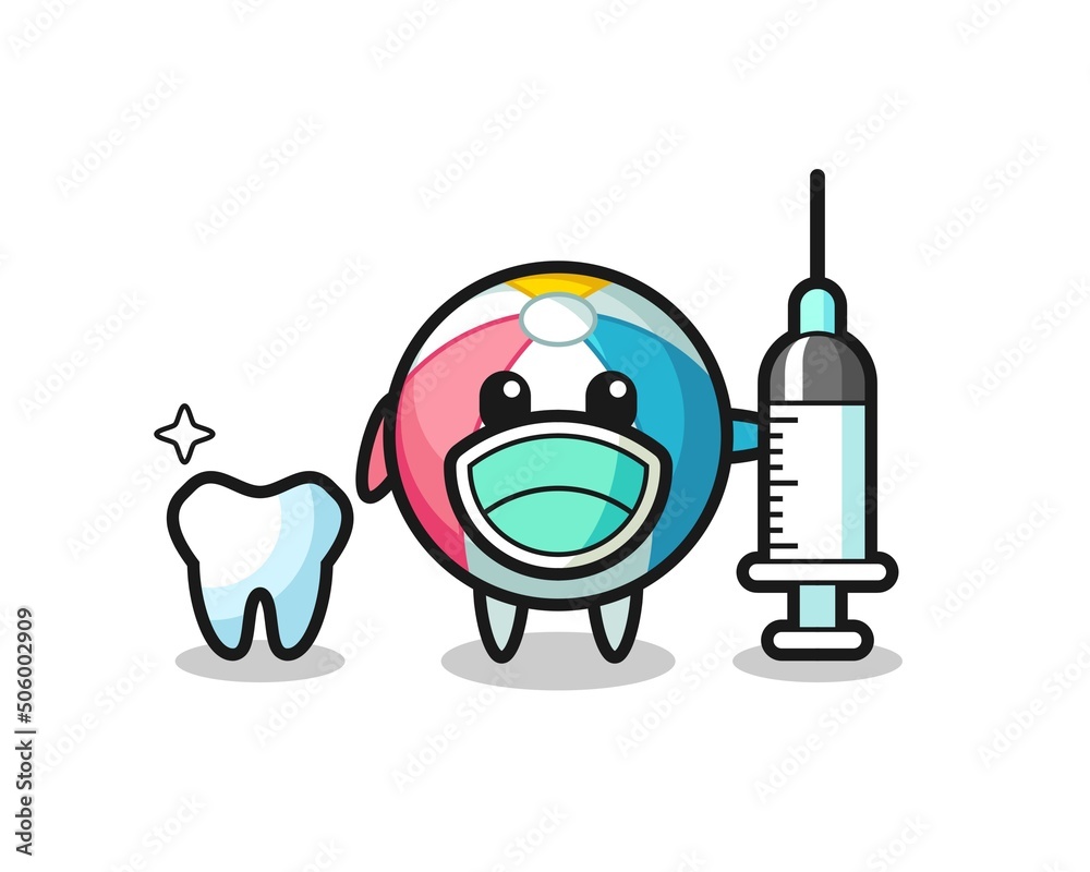 Mascot character of beach ball as a dentist Mascot character of beach ball as a dentist