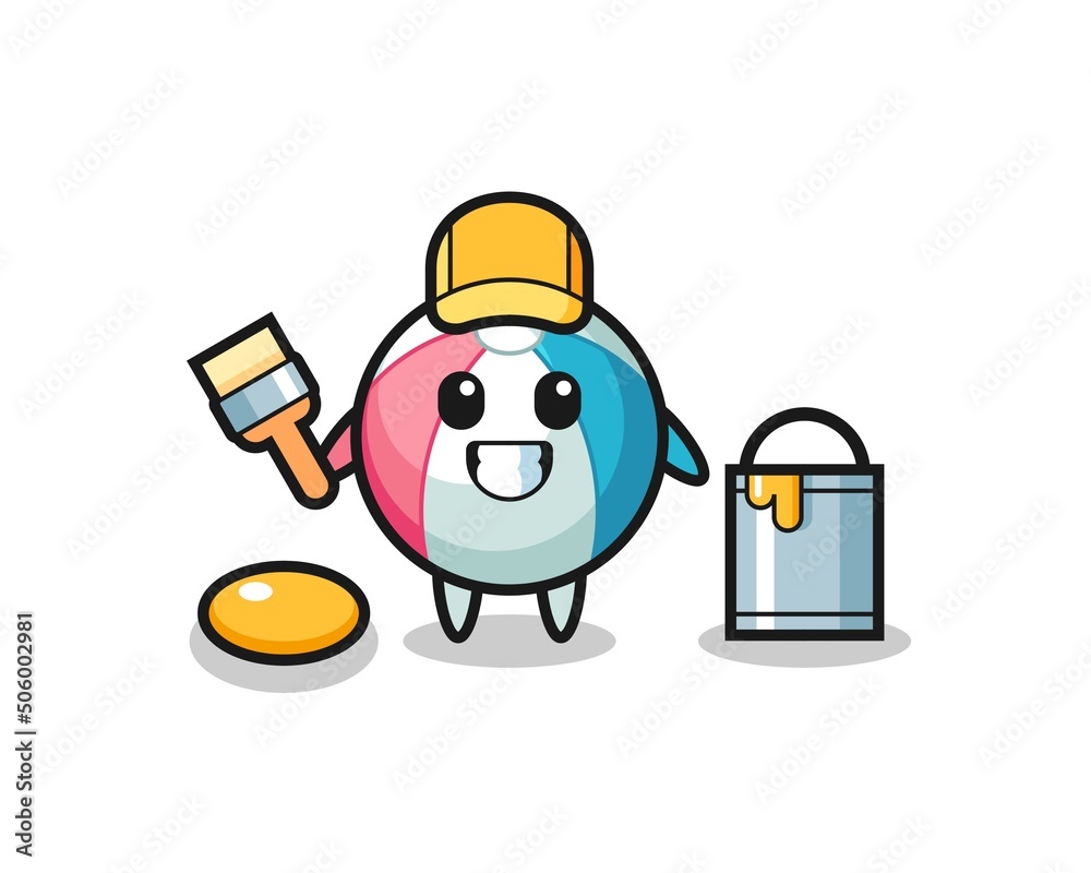 Fototapeta premium Character Illustration of beach ball as a painter