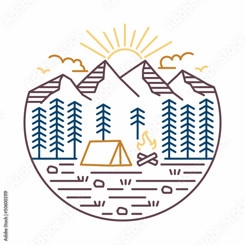 Great journey camping in the beauty nature graphic illustration vector art t-shirt design