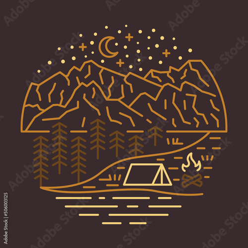 Great journey camping in the beauty at night nature graphic illustration vector art t-shirt design