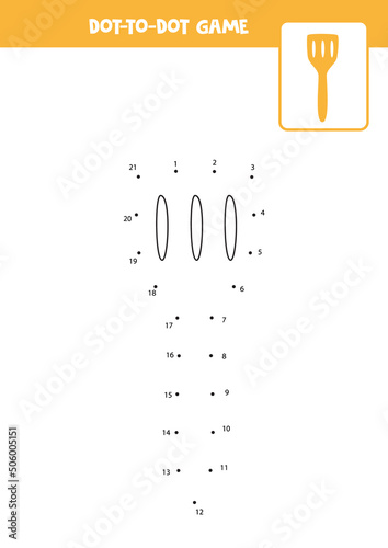 Connect the dots game with cartoon spatula.