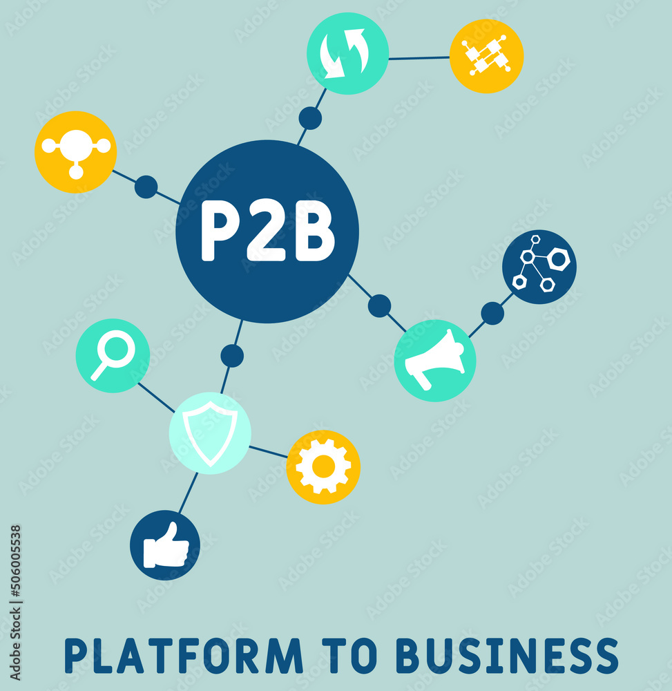 P2B - Platform to Business acronym. business concept background. vector illustration concept with keywords and icons. lettering illustration with icons for web banner, flyer, landing pag P2B - Platform to Business acronym. business concept background. vector illustration concept with keywords and icons. lettering illustration with icons for web banner, flyer, landing pag