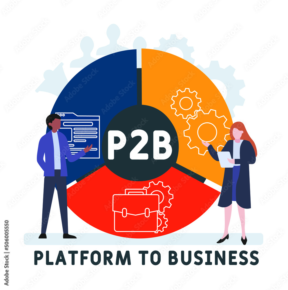 P2B - Platform to Business acronym. business concept background. vector illustration concept with keywords and icons. lettering illustration with icons for web banner, flyer, landing pag P2B - Platform to Business acronym. business concept background. vector illustration concept with keywords and icons. lettering illustration with icons for web banner, flyer, landing pag