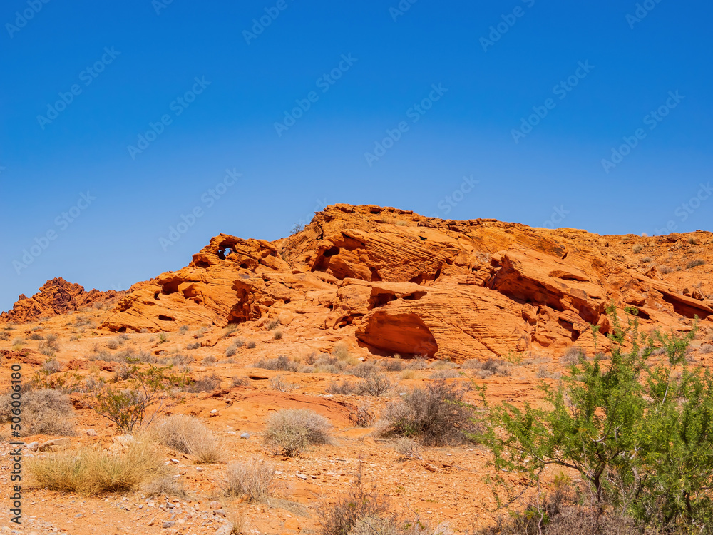 Sunny view of the landscape of Valley of Fire State Park