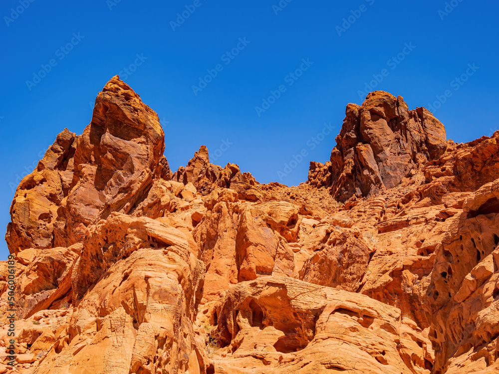 Sunny view of the landscape of Valley of Fire State Park