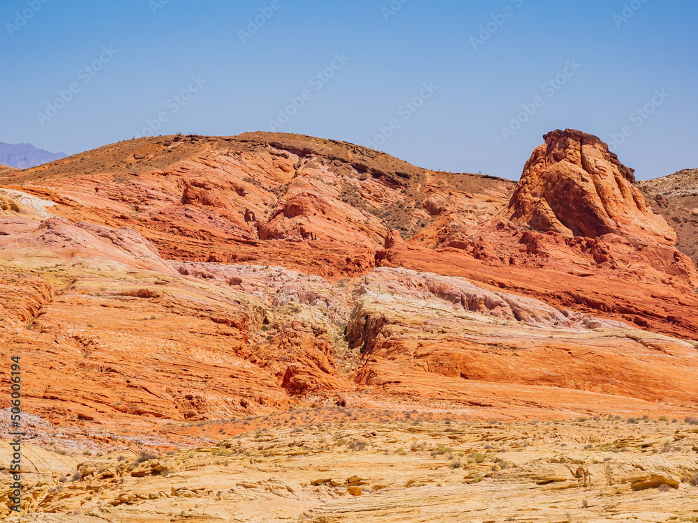 Sunny view of the landscape of Valley of Fire State Park Sunny view of the landscape of Valley of Fire State Park
