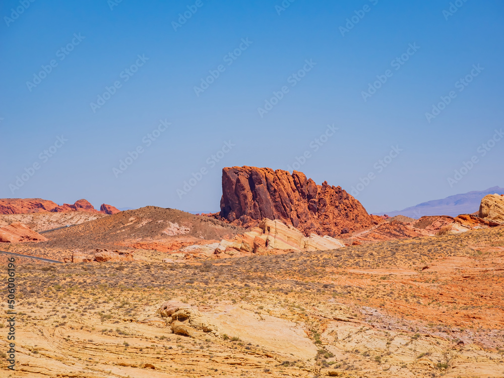 Sunny view of the landscape of Valley of Fire State Park
