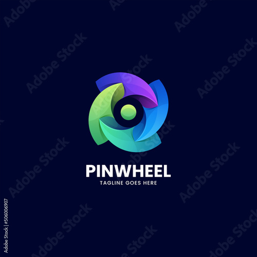 Vector Logo Illustration Pinwheel Gradient Colorful Style.