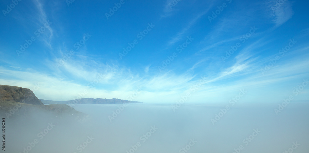 Fog bank inversion layer over Santa Cruz Island in the Channel Islands National Park