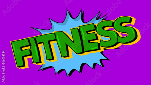 Fitness. Word written with Children's font in cartoon style.