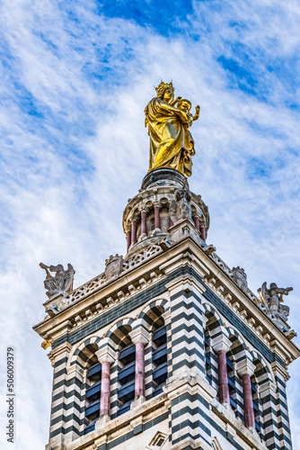 Golden Mary Statue Notre Dame de la Garde Marseille France photo