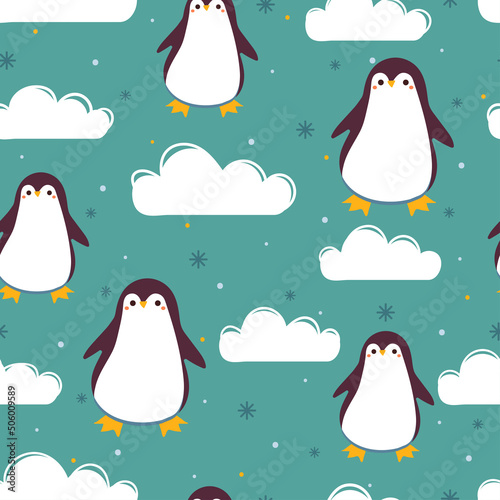 seamless pattern cartoon penguin. animal wallpaper for fabric print  textile
