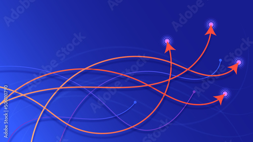 Arrow motion smooth wave lines technology concept on blue background