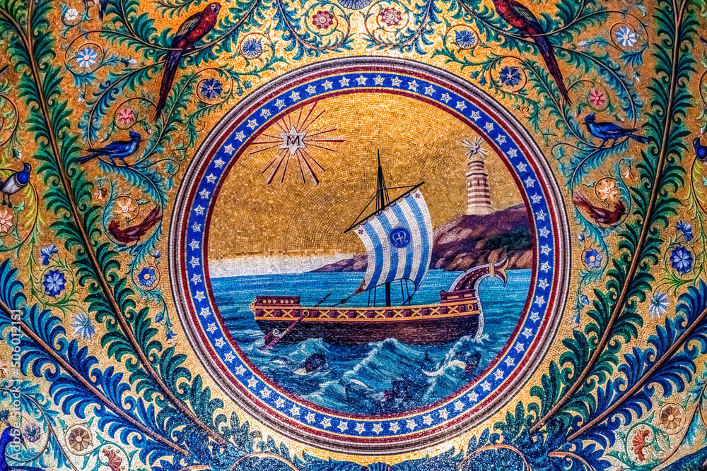 Ship Mosaic Basilica Notre Dame de la Garde Church Marseille France
