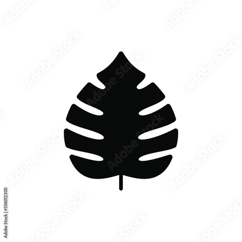 Black monstera leaf glyph icon.