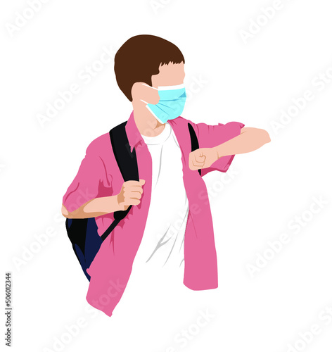 illustration boy back to school