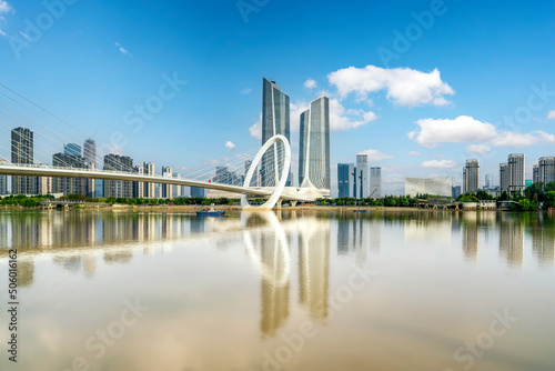 Street view of modern buildings in Nanjing Financial Center, China © 昊 周