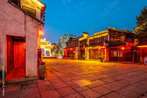 Night view of Dangkou Ancient Town in Wuxi, China