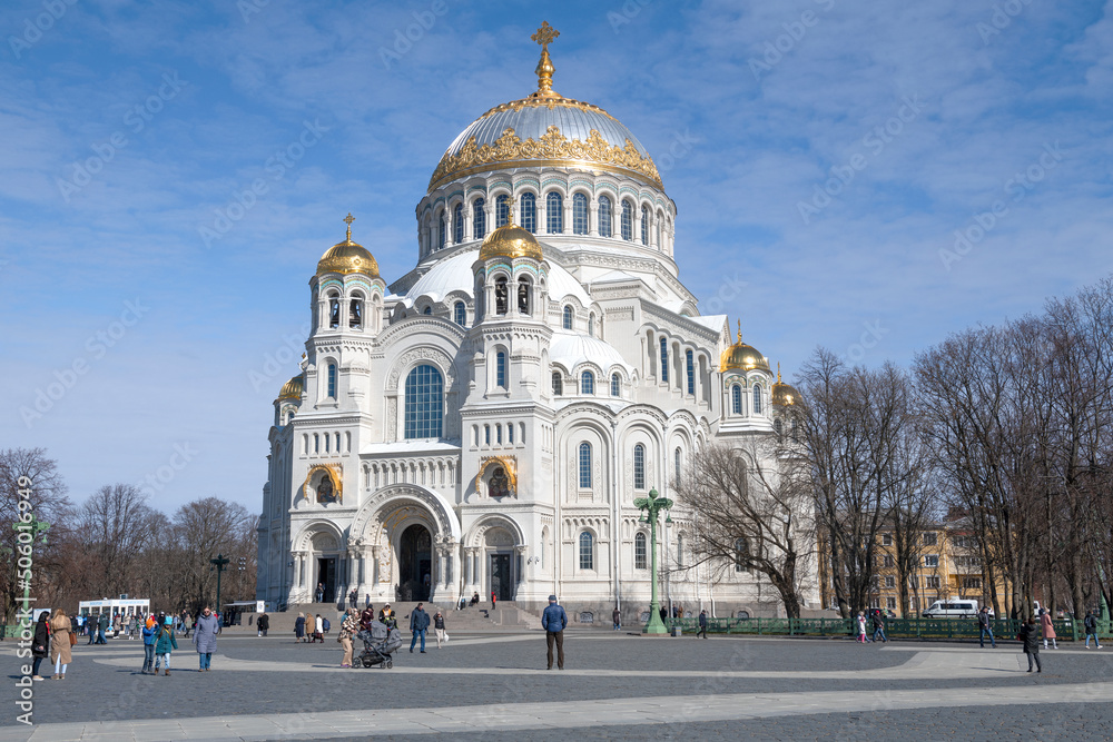 View of St. Nicholas Naval Cathedral on a sunny May day, Kronstadt