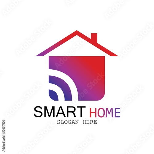 Wifi House Vector Logo.Smart City Tech Icon Vector. City Net Logo Concept Vector