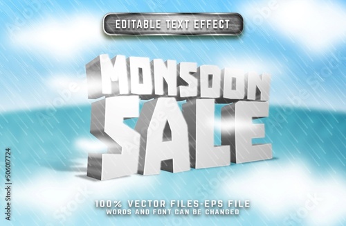monsoon 3d text effect premium vectors