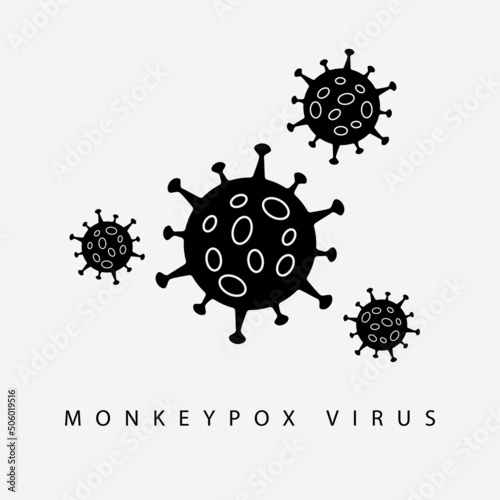 Virus icon sign monkeypox in black color. Pox virus concept. Vector clipart illustration