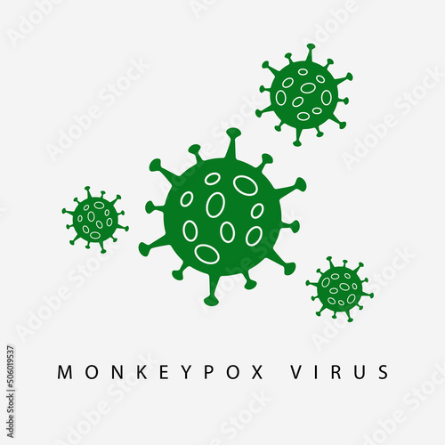 Virus icon sign monkeypox in green color. Pox virus concept. Vector clipart illustration