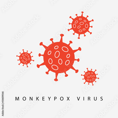 Virus icon sign monkeypox in red color. Pox virus concept. Vector clipart illustration