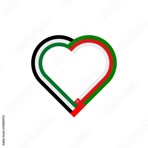 unity concept. heart ribbon icon of united arab emirates and oman flags. vector illustration isolated on white background