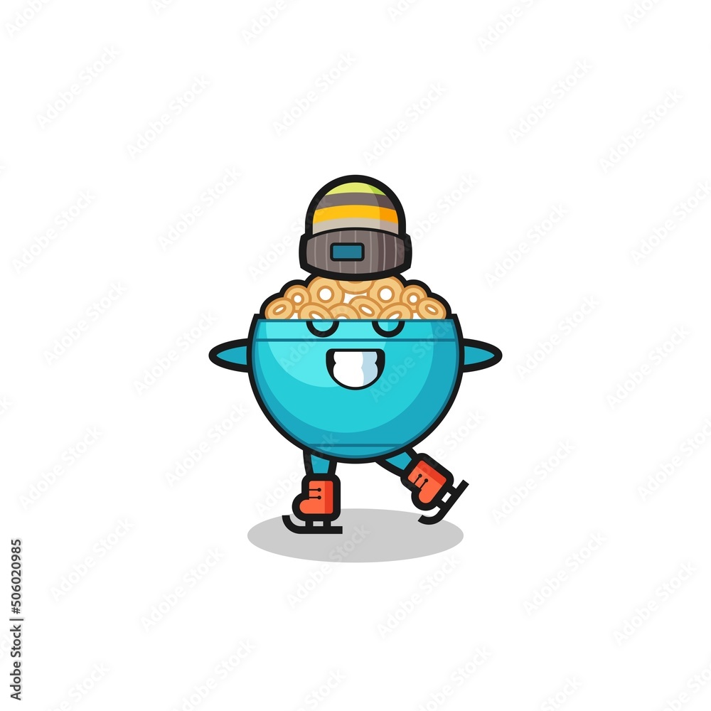 Obraz premium cereal bowl cartoon as an ice skating player doing perform