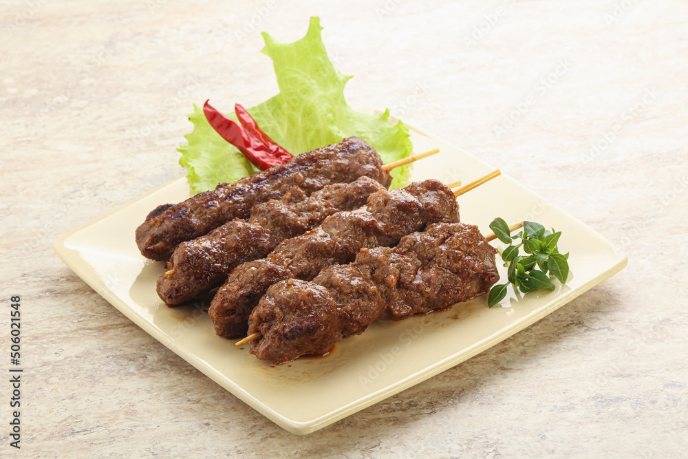 Beef kebab skewer minced meat Beef kebab skewer minced meat