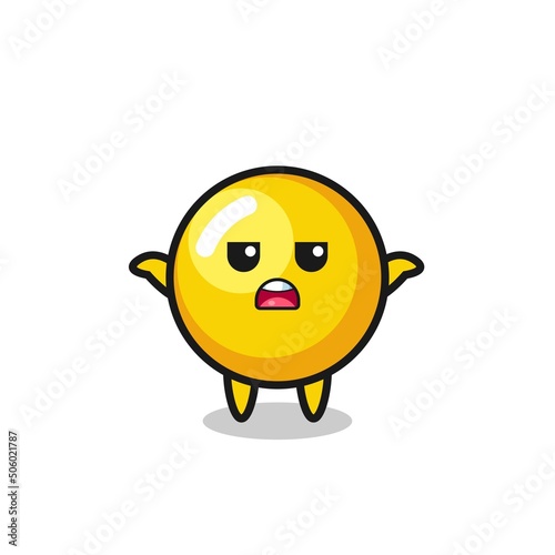 egg yolk mascot character saying I do not know