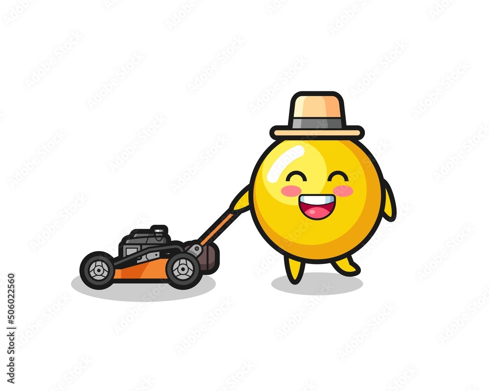 illustration of the egg yolk character using lawn mower illustration of the egg yolk character using lawn mower