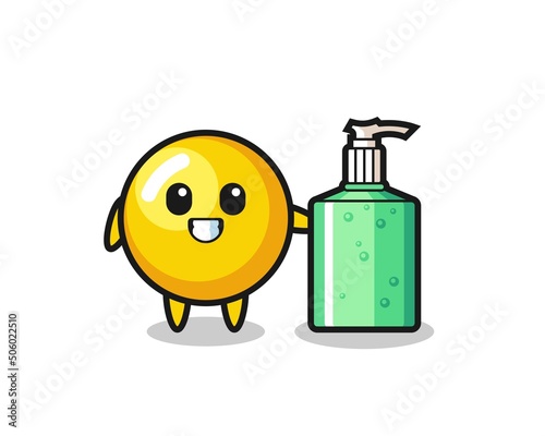 cute egg yolk cartoon with hand sanitizer