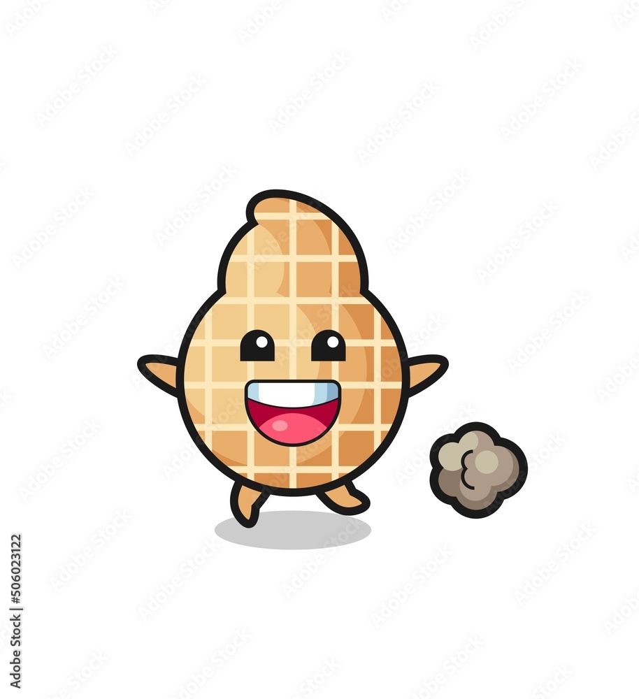 the happy peanut cartoon with running pose