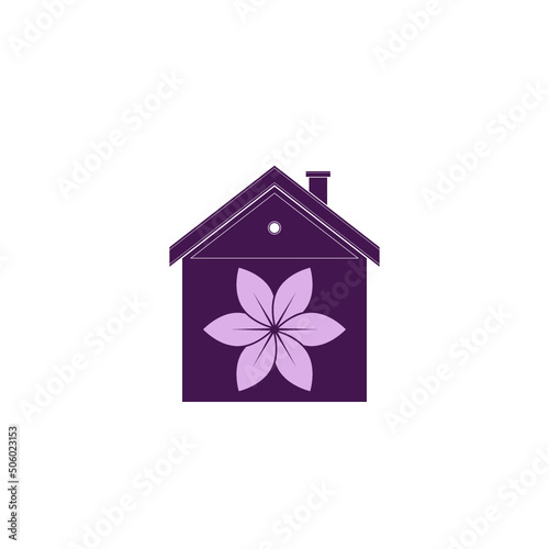 Flower house logo icon isolated on white background