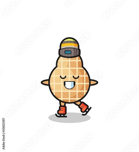 peanut cartoon as an ice skating player doing perform
