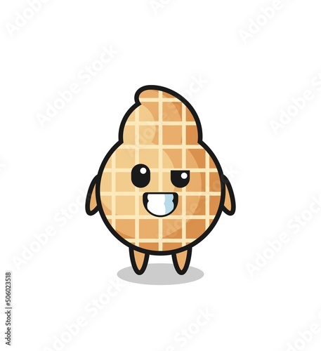 cute peanut mascot with an optimistic face