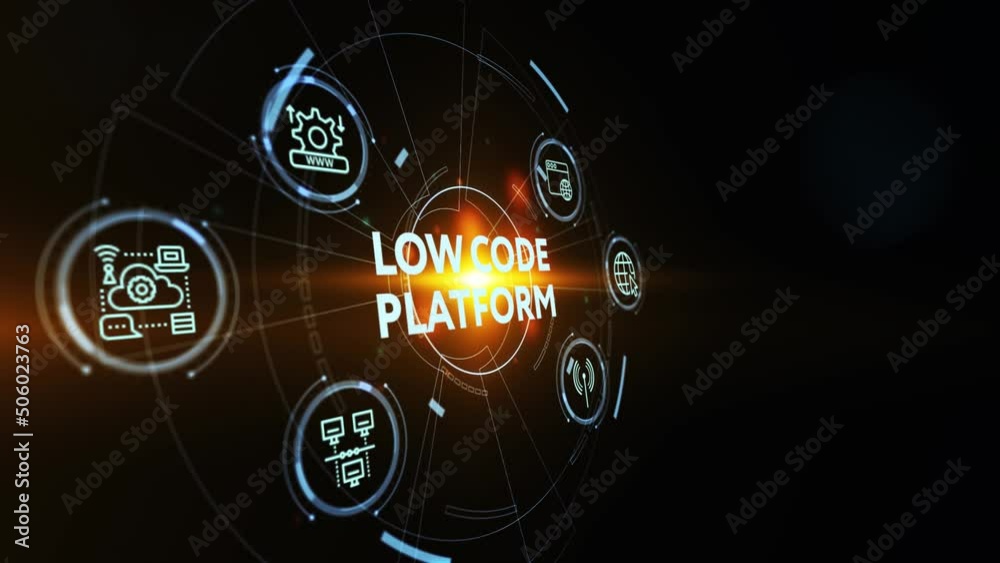 Low Code software development platform technology concept.
