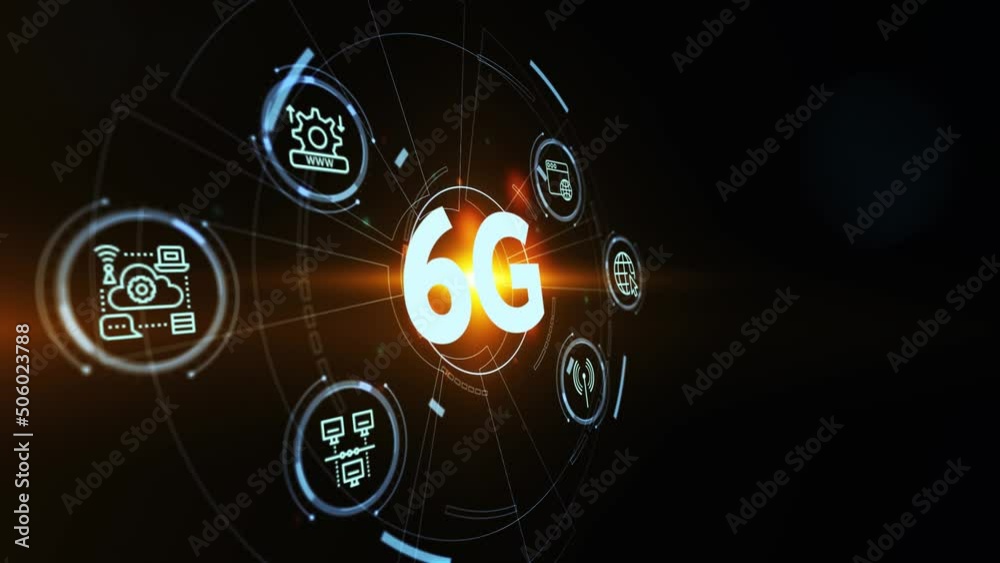 The concept of 6G network, high-speed mobile Internet, new generation networks. Business, modern technology, internet and networking concept.