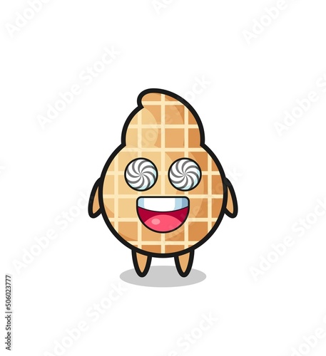 cute peanut character with hypnotized eyes